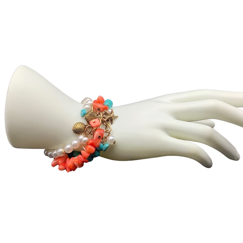 Mixit Pearl Shell Three Strand Bracelet